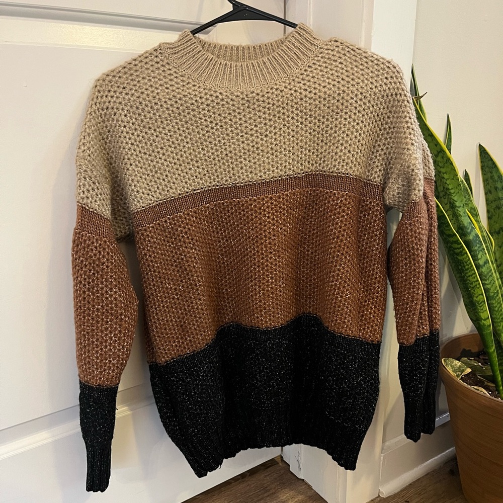 Color Block Oversized Knit Sweater